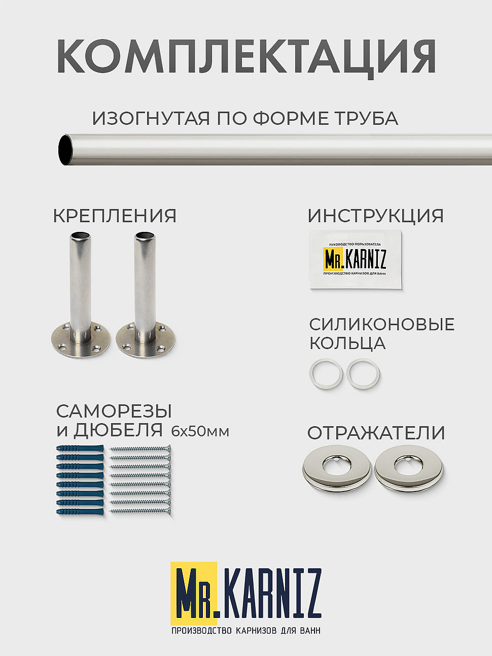 Карниз для душа Угловой Полукруглый 90х90 Усиленный 25 мм фото 9