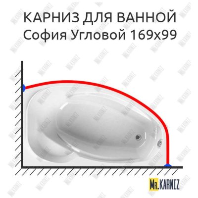 Карниз для ванны Radomir София Угловой 169х99 Усиленный 20 мм MrKARNIZ