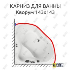 Карниз для ванны Aquatika Кворум 143х143 Усиленный 20 мм MrKARNIZ