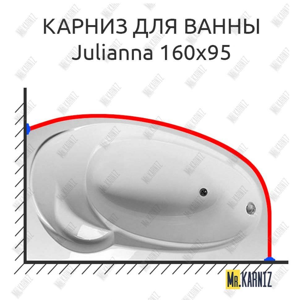 Карниз для ванны 1 MarKa Julianna 160х95 Усиленный 20 мм MrKARNIZ Карниз для ванны 1 MarKa Julianna 160х95 Усиленный 20 мм MrKARNIZ