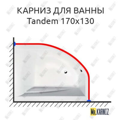 Карниз для ванны Alpen Tandem 170х130 Усиленный 25 мм MrKARNIZ