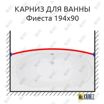 Карниз для ванны Bas Фиеста Передний борт 194х90 Усиленный 20 мм MrKARNIZ