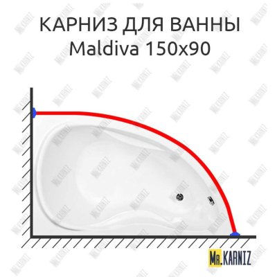 Карниз для ванны Aquanet Maldiva 150х90 Усиленный 20 мм MrKARNIZ