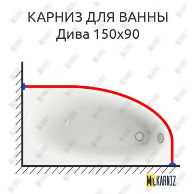 Карниз для ванны Aquatek Дива 150х90 (Усиленный 25 мм) MrKARNIZ