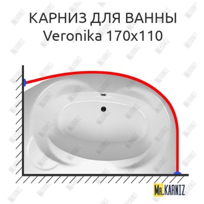 Карниз для ванны Relisan Veronika 170х110 Усиленный 20 мм MrKARNIZ
